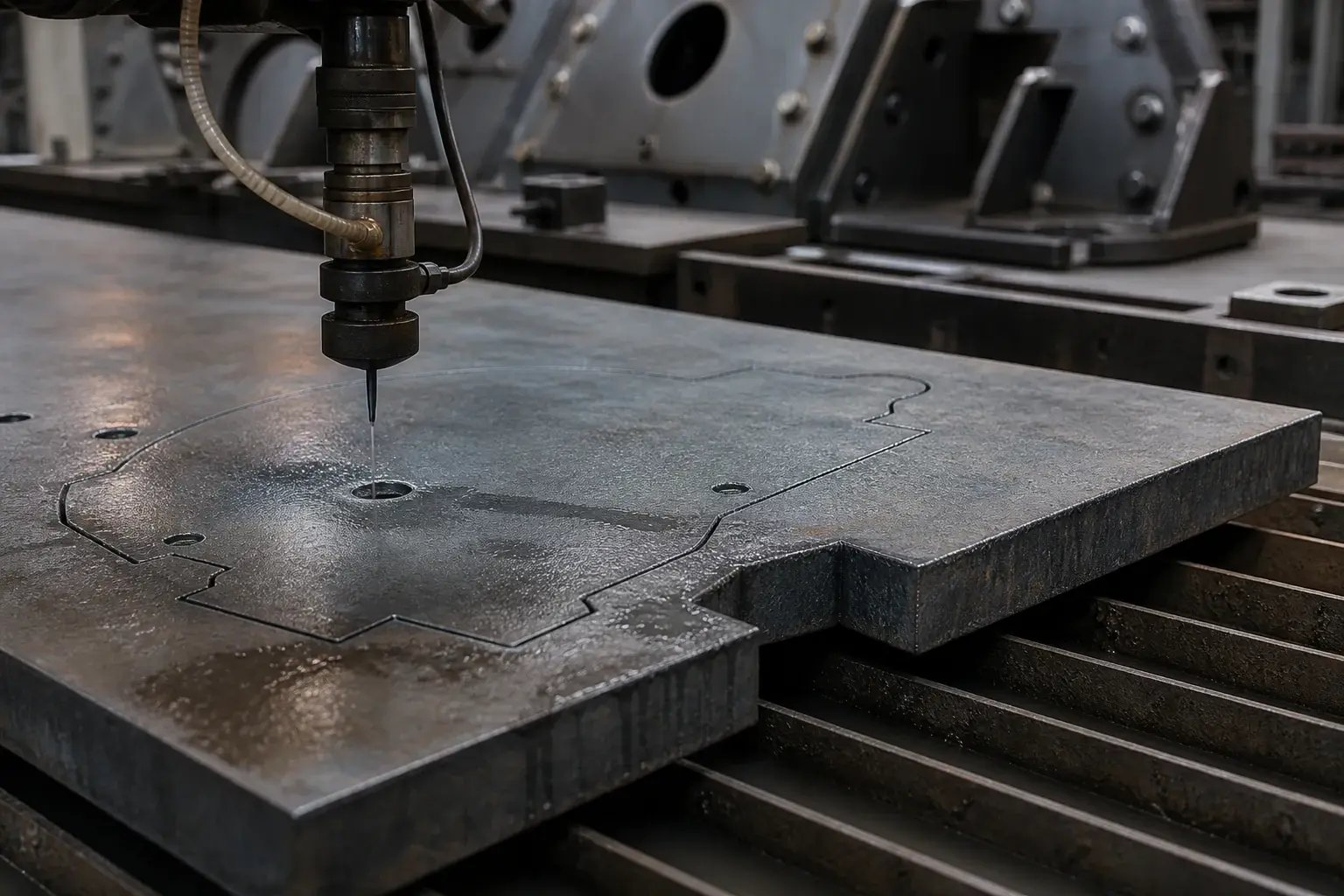 High-hardness armour plate on cutting bed